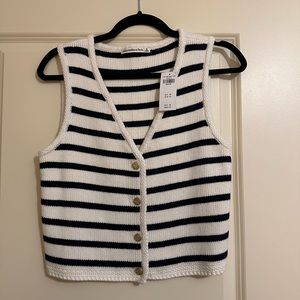 Navy and White Sweater Vest